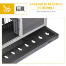 Conigliera 90x53x59 cm con Rampa e 4 Ruote in Legno Grigio  