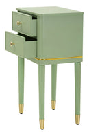 Comodino Camille Verde 40x30x71 cm in Pino e MDF e Ferro      