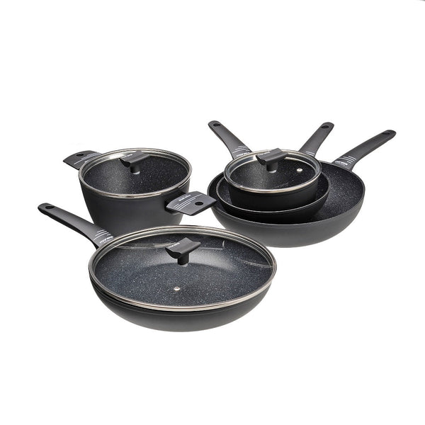 Batteria di Pentole 8 Pezzi Antiaderente Induzione in Alluminio Effetto Pietra Moneta Yes (Zeus 2.0) sconto