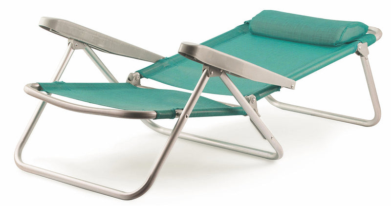 Sedia Mare Spiaggina Pieghevole con Cuscino in Alluminio Soriani Brasile Verde Acquamarina