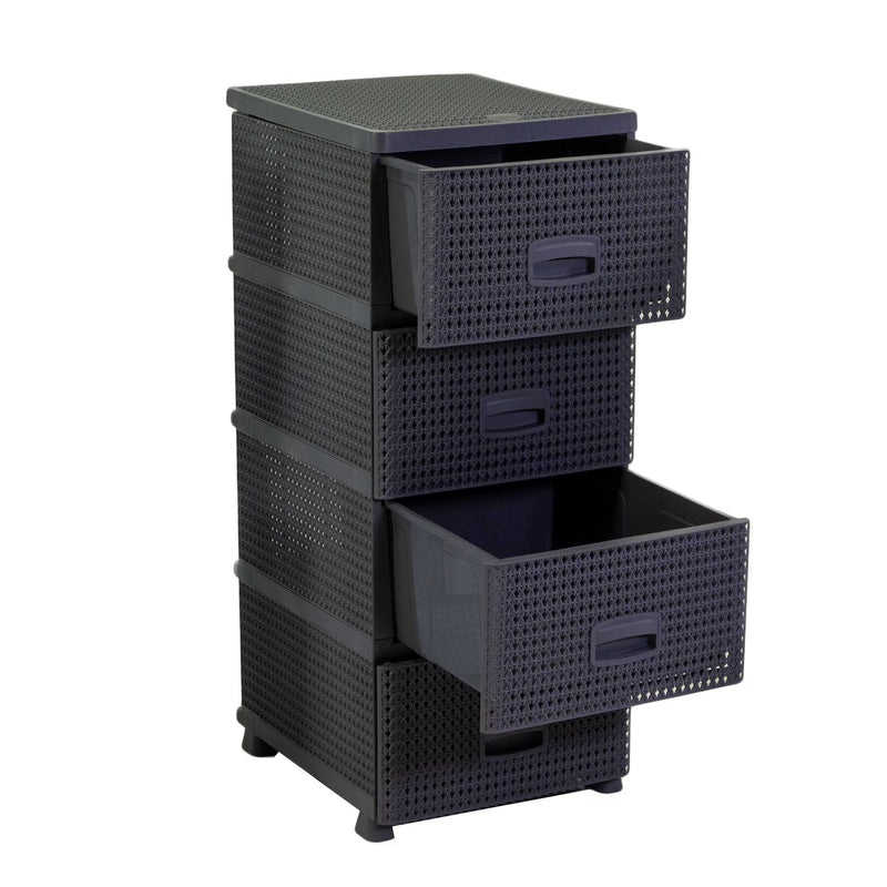Cassettiera 4 Cassetti 43x36,8xh89,4 cm in Plastica Antracite
