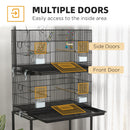 Doppia Voliera 2 Gabbie per Uccelli Impilati 77x46x164 cm in Acciaio con Ruote Nero