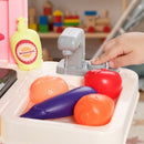 Cucina Giocattolo per Bambini 3-6 Anni 67x25x87 cm con Luci Suoni Fornello Lavello Rubinetto e Cappa in Plastica Rosa      