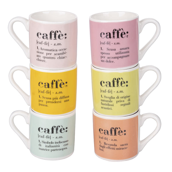 Set 6 tazzine Caffè Ø5,5x5,5 cm in New Bone China VdE Tivoli 1996 Colours online