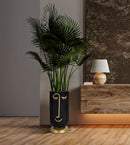 Vaso Tribal 21x45x21 cm in Poliresina Nero/Oro