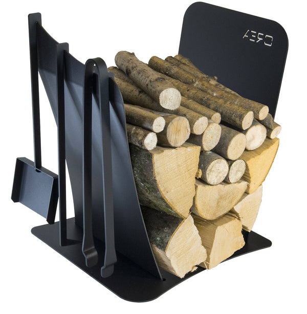 Portalegna per Camino da Interno con 3 Attrezzi 430X380X540 cm in Acciaio Crea Duna Nero prezzo