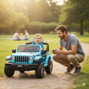 Macchina Elettrica per Bambini Fuoristrada Jeep Wrangler Rubicon 12V con Telecomando Blu