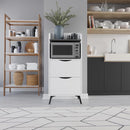 Mobile Multiuso da Cucina con 2 Cassetti e 1 Ripiano 60x36x136 cm in Melamina Grigio Retrò Bianco      