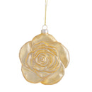 Set 4 Addobbi Decorativi Rosa da Appendere 10 cm in Vetro Oro