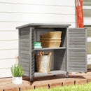 Armadio da Giardino 87x46,5x96,5 cm con Porte a Persiana e 2 Ripiani in Legno di Abete Grigio      