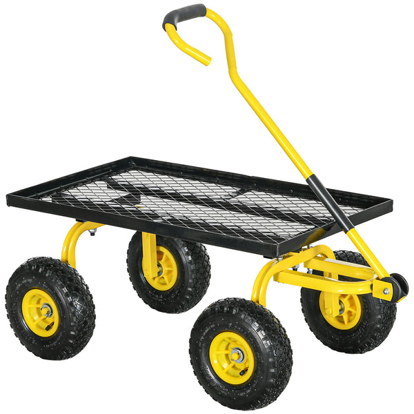 sconto Carrello da Giardino 94x48.5x100 cm con Capacità 150 kg e Maniglia Rivestita in Acciaio Giallo e Nero