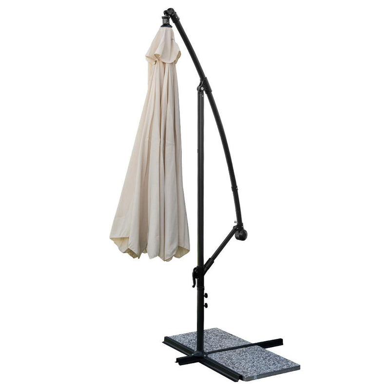 Ombrellone da Giardino Decentrato Ø3m in Acciaio Telo Beige con Flap