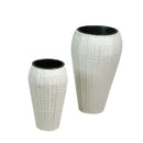 Set 2 Portavasi in Polyrattan ø32/38H62cm Alto Svasato Bianco