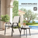 Set 2 Sedie da Giardino 54x71x93 cm Impilabili con Braccioli Curvi in Acciaio e Tessuto Traspirante Grigio Chiaro      