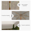 Ombrellone da Giardino Ø325x250 cm in Bambù e Poliestere Grigio  