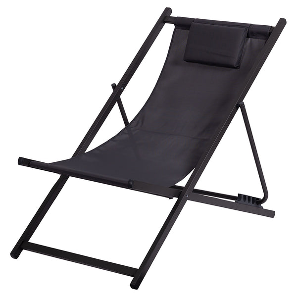 online Sdraio Pieghevole Lido con Poggiatesta 94x60x92-81 cm in Poliestere e PVC Antracite