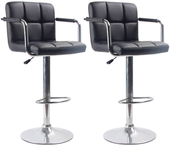 sconto Set 2 Sgabelli con Alzata a Gas e Seduta Girevole in Similpelle Charlotte Nero