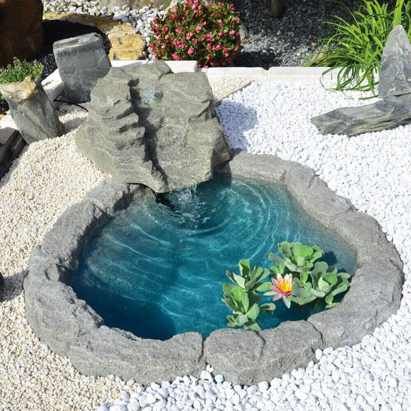 prezzo Cascata Artificiale Roccia da Giardino 130x100 cm in Vetroresina con Pompa
