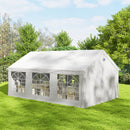 Tendone da Giardino Gazebo per Feste 598x394x302 cm con Finestre e 4 Pareti Laterali Rimovibili in Acciaio e PE Bianco      