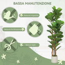 Pianta di Fico Artificiale Verde 50x50x150 cm in PEVA e Legno con Vaso Contenitore in PP e Cemento      