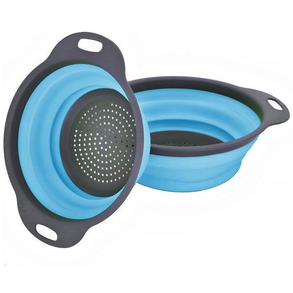 acquista Set 2 Scolapasta Pieghevoli Tondi in Silicone Antiscivolo e Salvaspazio