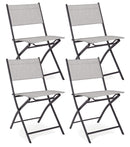 Set 4 Sedie da Giardino 46x58x80 cm in Acciaio e Textilene Martinez Grigio Chiaro