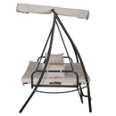 Dondolo Letto 3 Posti da Giardino 209x114x170 cm in Metallo e Poliestere Beige