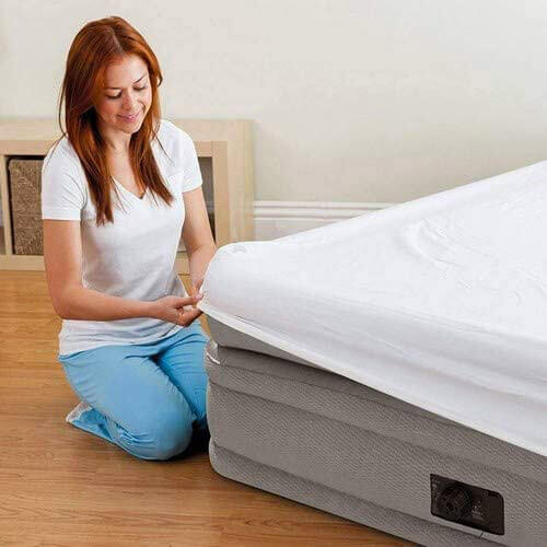 Materasso Matrimoniale Gonfiabile 152x203x51 cm Floccato da Campeggio con Pompa Intex 405223