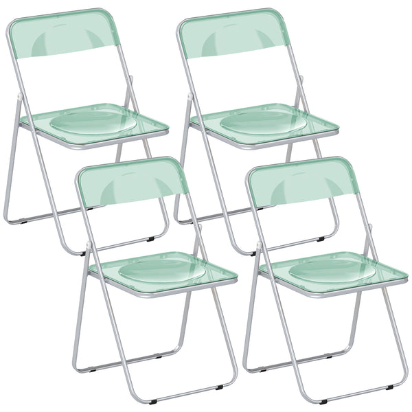 online Set 4 Sedie Pieghevoli 47x48x75 cm in Acrilico Trasparenti Verde
