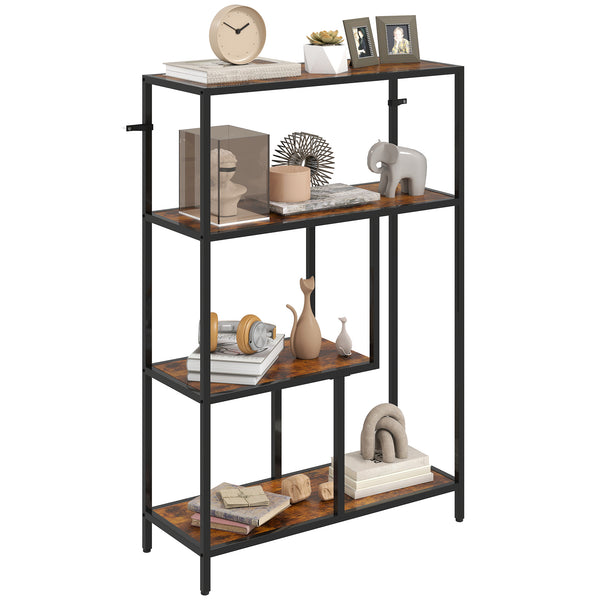Libreria a 4 Ripiani in Stile Industriale 77x30x116 cm in Legno e Metallo Marrone Rustico prezzo