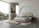Letto Matrimoniale con Testata Imbottito in Similpelle Langre Tortora Varie Misure