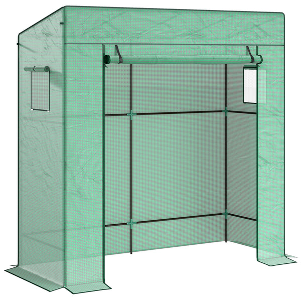 Serra per Piante 196x77x197 cm con 2 Finestre Laterali a Rete e Ingresso Avvolgibile in PE e Acciaio Verde online