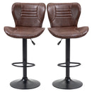 Set 2 Sgabelli da Bar con Altezza Regolabile e Seduta Girevole in Finta Pelle Marrone 