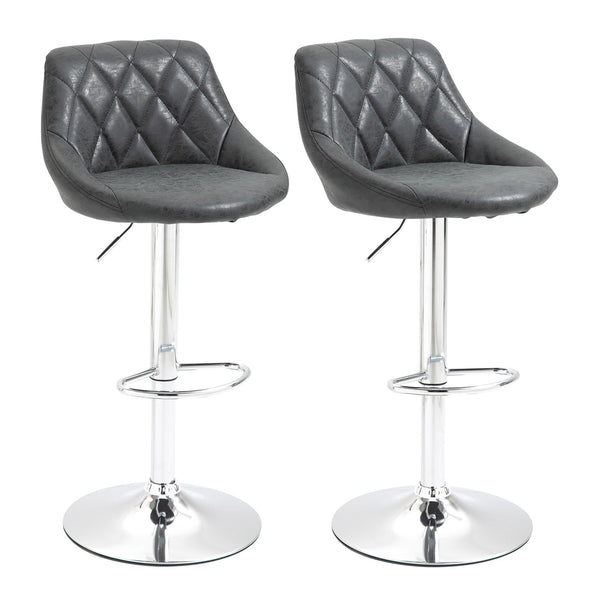 Set 2 Sgabelli da Bar 51,5x48x83-104 cm in Similpelle Nero sconto