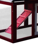 Pollaio da Giardino 152x62x92 cm Per 3 Galline in Legno Rosso e Bianco