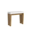 Consolle Allungabile 90-196x40x77 cm in Nobilitato Bianco e Marrone