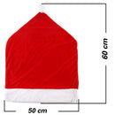 Set 6 Coprisedia Natalizi a Cappello di Babbo Natale 50x60 cm in Feltro Effetto Velluto Rosso e Bianco      