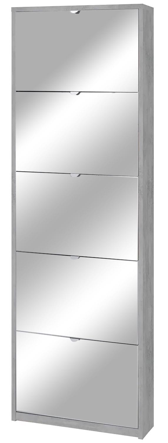 sconto Scarpiera 5 Ante con Specchio 63x190x18 cm Cemento