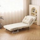 Poltrona Letto Reclinabile Chaise Lounge con Seduta Imbottita Convertibile in Velluto a Coste Beige
