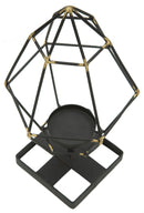 Portacandele Bright Piramid 15x13x29 cm in Ferro Nero e Oro