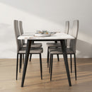 Set di 4 Sedie da Pranzo 41x50x97 cm con Schienale Alto in Finta Pelle e Acciaio Grigio      