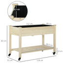 Letto per Orto Rialzato in Legno con Rotelle e Ripiano Inferiore 118x55x83 cm Legno Naturale