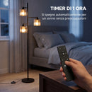 Lampada da Terra 40 W 34x34x164 cm con 3 Lampadine LED E27 Dimmerabili 3 Temperature di Colore e Telecomando in Acciaio e Cristallo Nero      