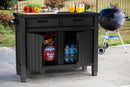 Tavolino per Barbecue 134x90x52 cm con Cassetti e Accessori Keter Unity XL Grafite