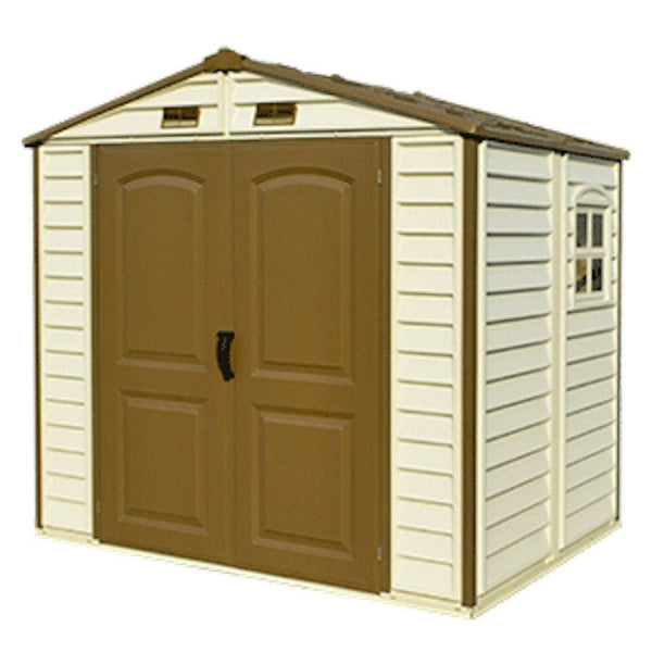 online Casetta da Giardino Porta Attrezzi 245x161x223 cm in PVC Avorio/Marrone