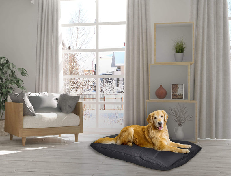 Cuscino Imbottito per Cani e Gatti 60x100 cm in Microfibra Chunky Grigio Scuro
