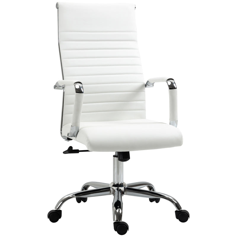 Sedia da Ufficio Ergonomica Funzione Dondolo 54x62x104-114 cm in Finta Pelle Bianco 