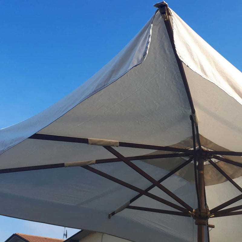 Ombrellone da Giardino 2,5x3,5 m Palo Ø57 mm in Legno Telo in Acrilico Ecrù