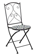 Set 2 Sedie Pieghevoli da Giardino 38x38x92 cm in Metallo con Mosaico