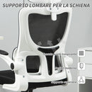 Sedia Ergonomica da Ufficio Girevole 60x59x114-122 cm con Poggiatesta Rimovibile in Tessuto a Rete Nero  